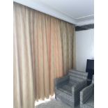 A Pair Of Silk Green Pattered Drapes 670 x 250cm (The Terrace)