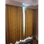 A Pair Of Silk Green Pattered Drapes 240 x 250cm (The Terrace)