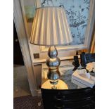 A Pair of Heathfield and Co Silver Table Ceramic Lamps with Shades