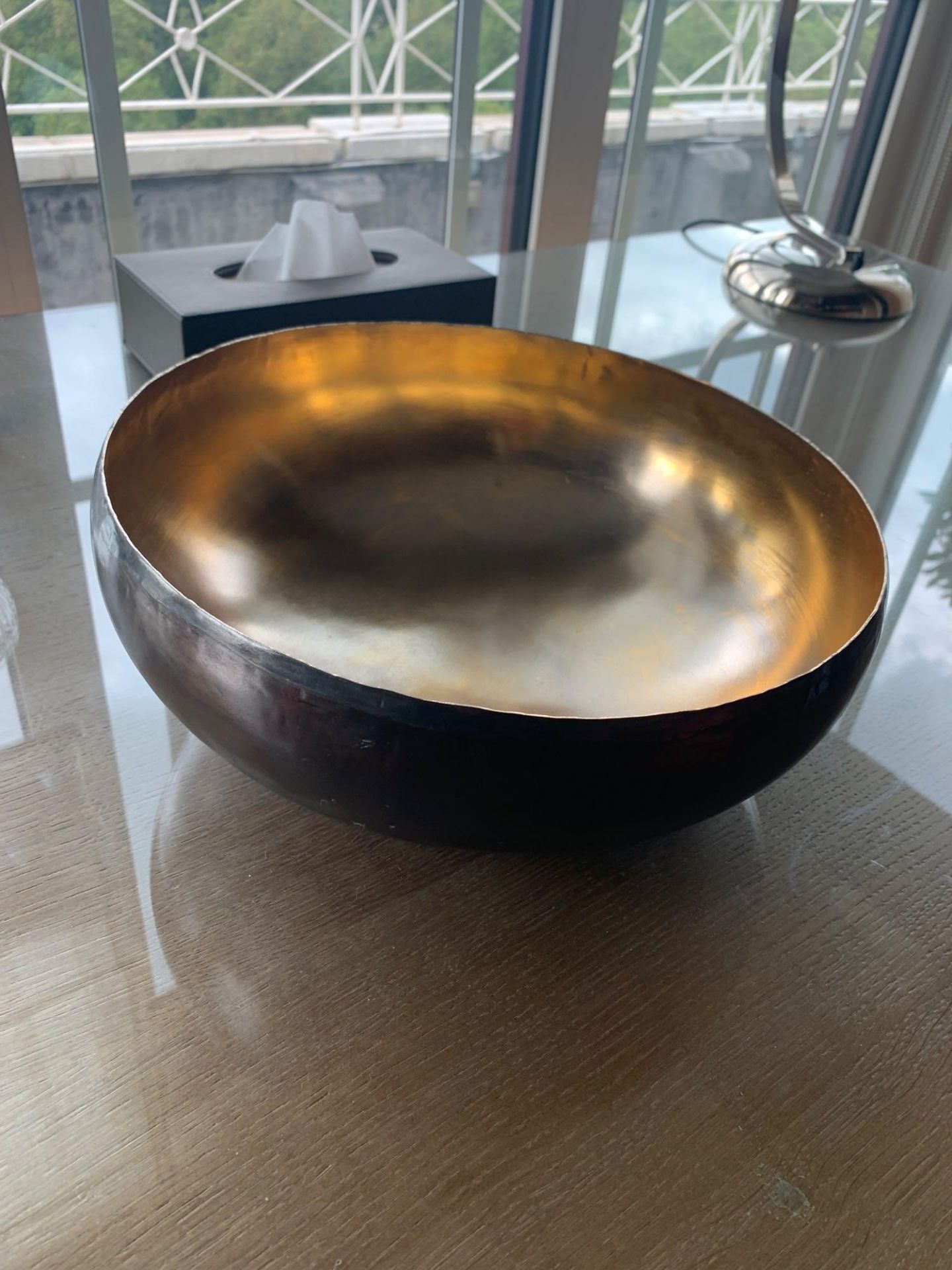 Michael Aram Sona Copper Fruit Bowl With Gold And Bronze Inner And Small Detachable Base 32cm