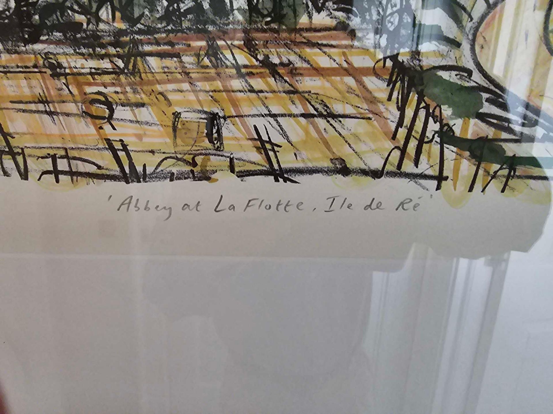 Framed Artwork Silkscreen Print on Paper Titled Abbey Ile de Ré by Lucy Farley - Image 3 of 4