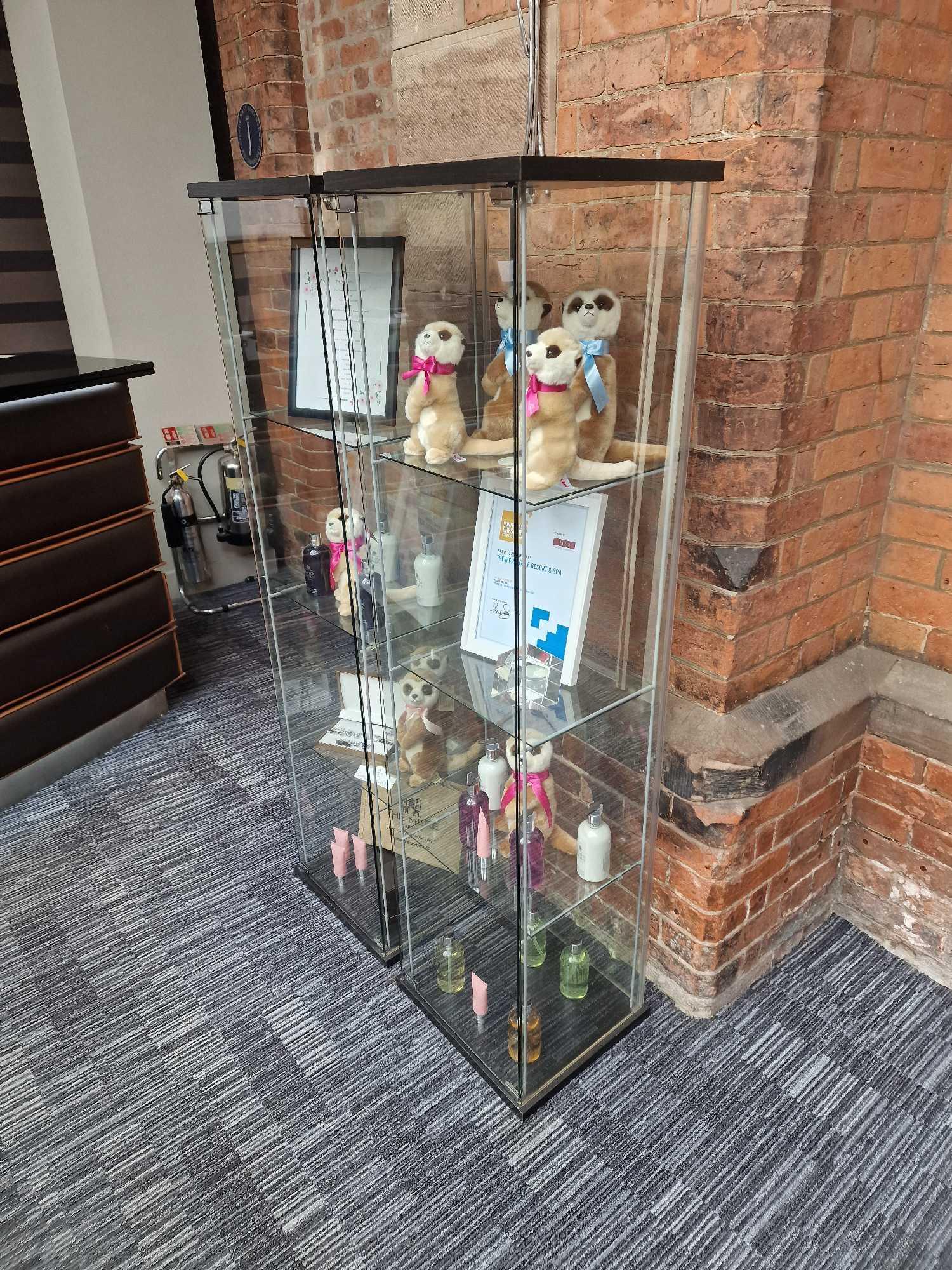 3 x glass display cases each internally shelved 40 x 35 x 163cm ( Location: Foyer ) - Image 3 of 3