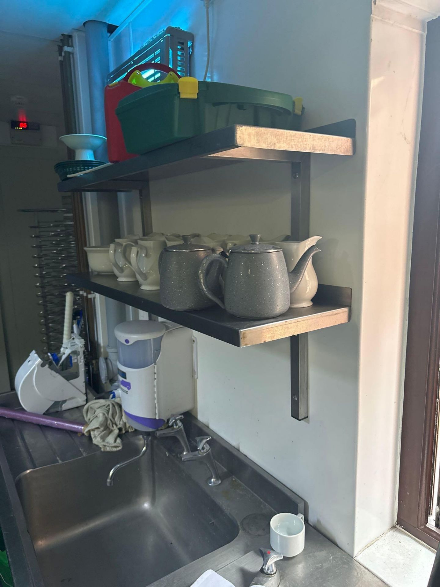 2 x stainless steel wall shelves 110 x 30cm ( Location: Upstairs Kitchen) - Image 2 of 3