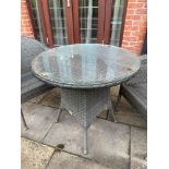 Bramblecrest Rattan Table With A Pair Of Tub Chairs 80 x 75cm ( Location: Garden)