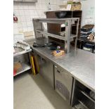 Stainless steel Three Door bench Counter mobile With Heated Pass Gantry. 195 x 80 x 155cm (