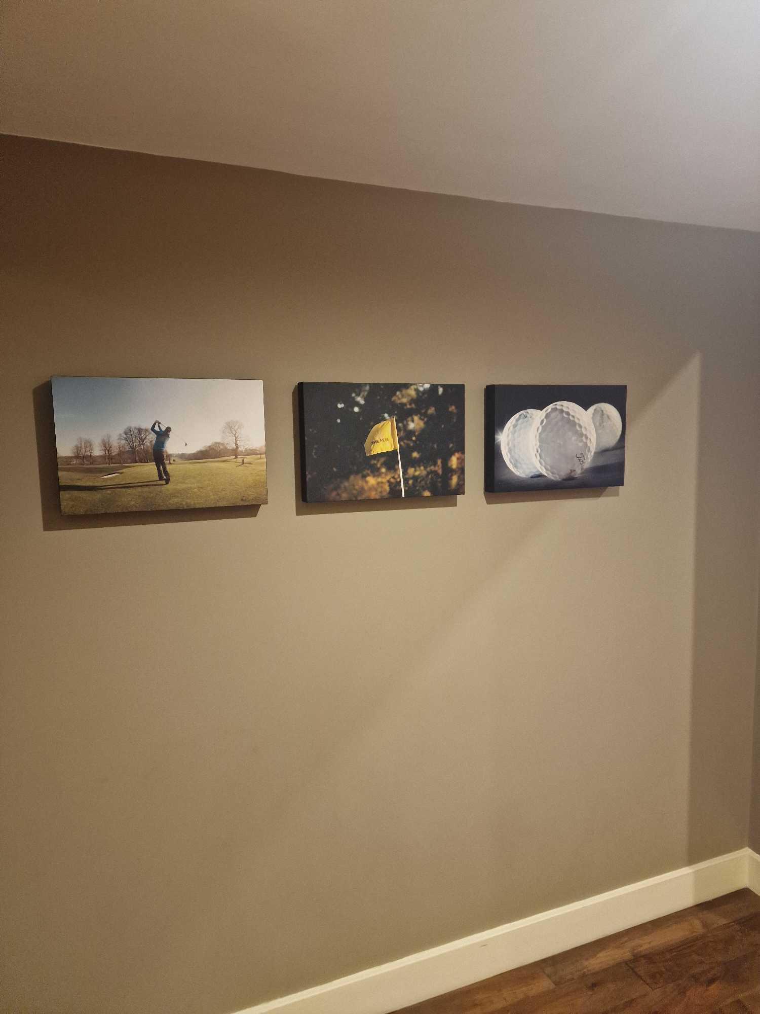 3 x wall prints golf themed 45 x 30cm ( Location : 122)