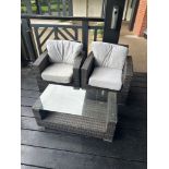 Rattan Garden Bistro Set comprising of 2 x armchairs and a coffee table 100 x 50 x 40cm (