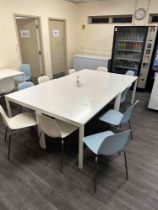 Contents Of Tables And Chairs From Staff Room Area. 20 Chairs And 6 White Tables 125 x 75 x 75cm (