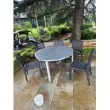 Varaschin Outdoor circular Dining Table slatted Wooden Top mounted on Metal Frame 126cm x 75cm