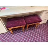 4 x pine upholstered mauve seat pad stools 40 x 55 x 50cm ( Location: ladies locker room )