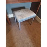 Metal framed upholstered seat pad stool 48 x 36 x 41cm ( Location : 122)