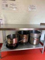 Quantity of large stok pots and pans as found