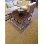 A wood top metal frame coffee table 80 x 80 x 45cm ( Location : 222)