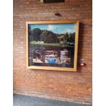 An oak Perspex glazed fronted notice board 150 x 140cm ( Location: Foyer )