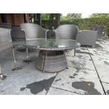 Bistro Rattan Set Round Coffee Table 95 cm x 45 cm And 3 x Bramblecrest Rattan Tub Chairs (