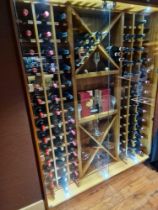 2 x glazed wine display cases mounted in wooden frame glazed tempered glass doors ambient unit holds