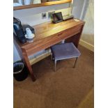 Console table with single drawer finished in oak stained cherrywood waterfall style design 120 x