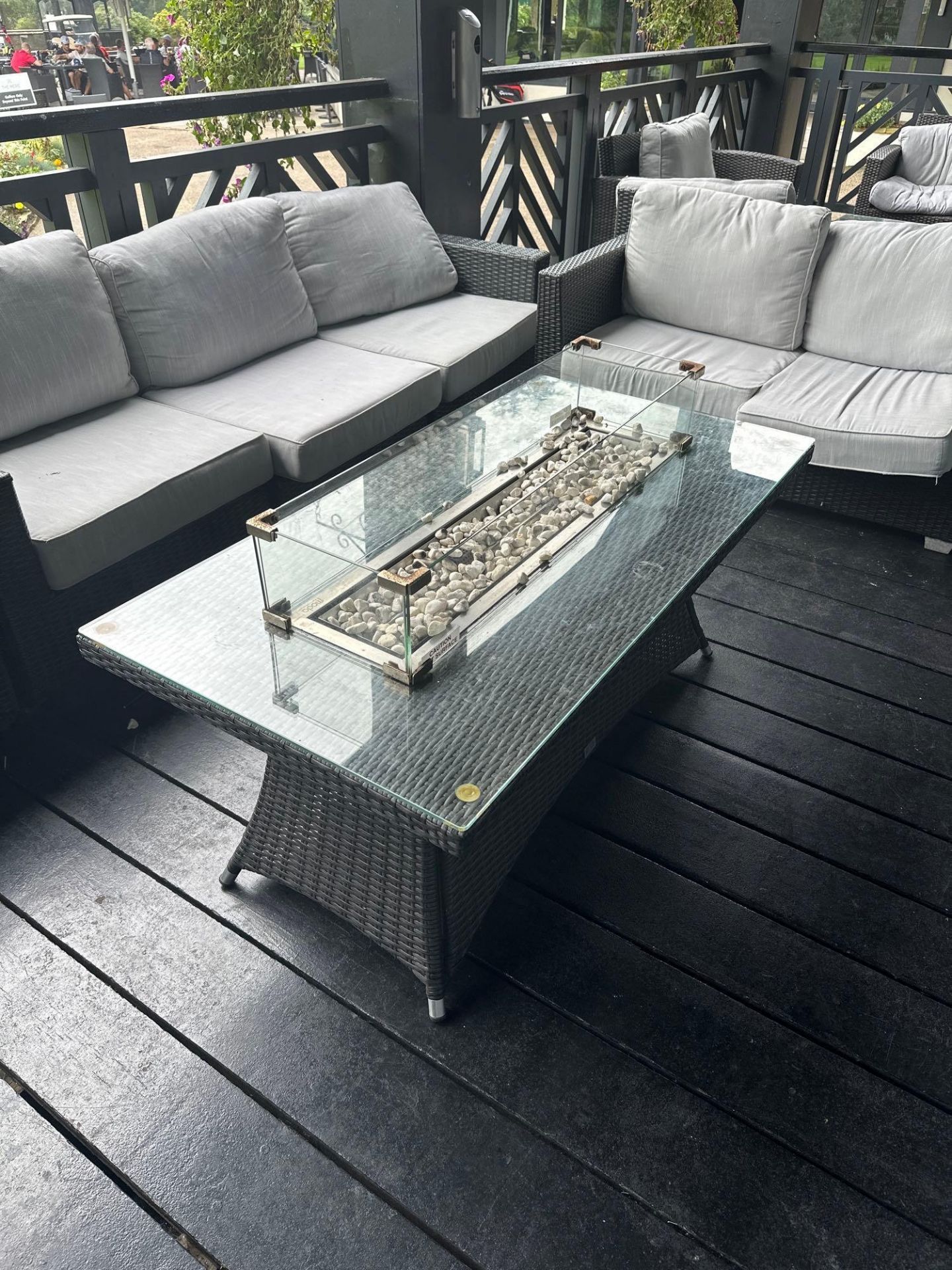 Wicker Propane Gas Fire Pit Table 140 x 73 x 78cm ( Location: Garden) - Image 2 of 3