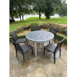 Varaschin Outdoor circular Dining Table slatted Wooden Top mounted on Metal Frame 126cm x 75cm