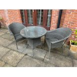 Bramblecrest Rattan Table With A Pair Of Tub Chairs 80 x 75cm ( Location: Garden)