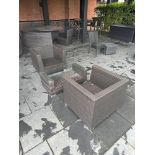 Bistro Rattan Set Glass, Top Coffee Table And 2 x Cube Tub Chairs Coffee Table 100 x 50 x 37cm (