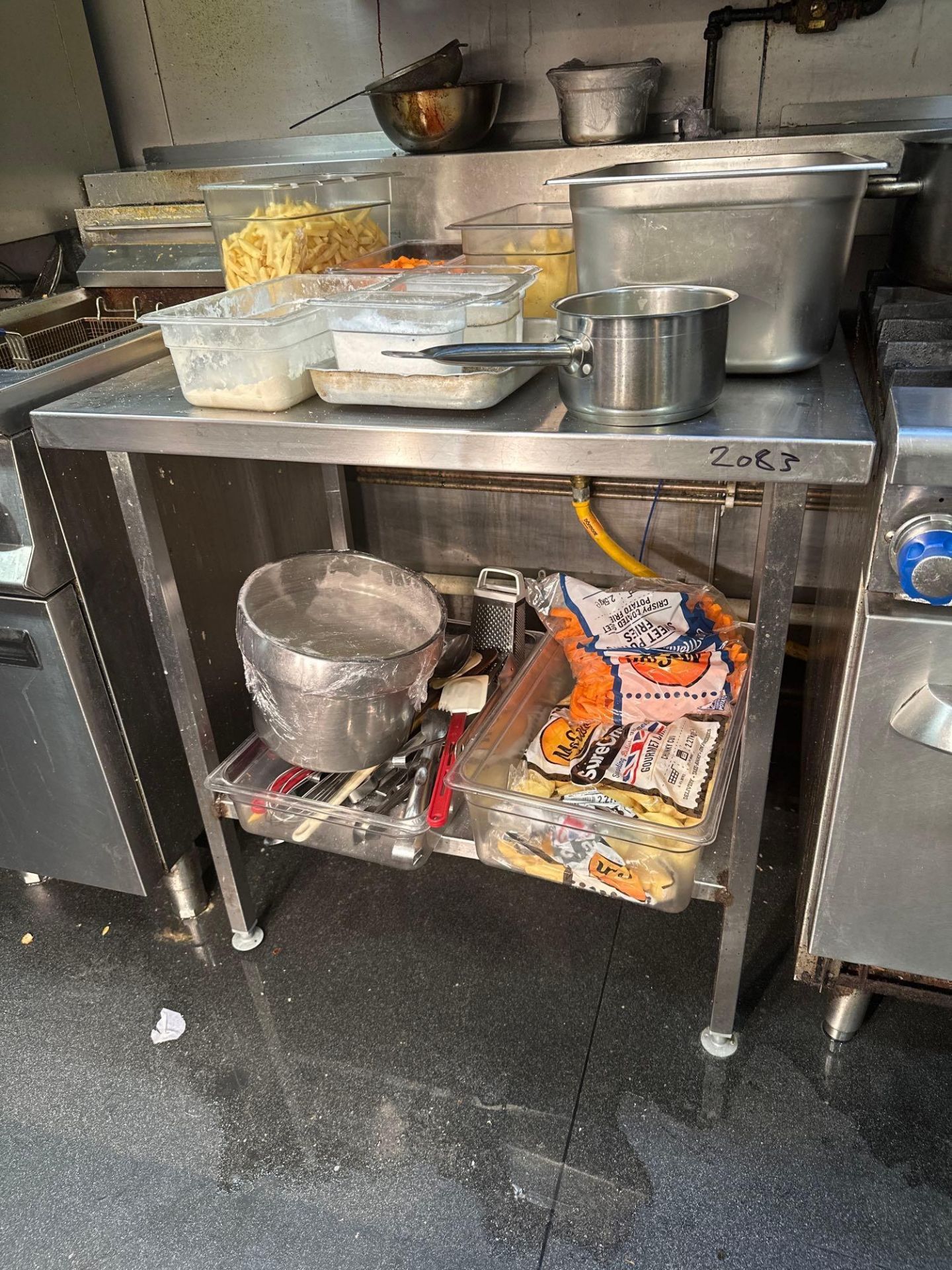 Stainless Steel Preparation Table With Undershelf And Backsplash 70 x 85 x 90cm ( Location: Bar - Image 3 of 3