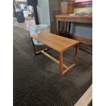 Small low level wooden table 90 x 40 x 47cm ( Location: Club Lounge)