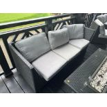 Garden Rattan Furniture 3 Seater Black Rattan Sofa with Cushions Made of Powder Coated Metal Frame