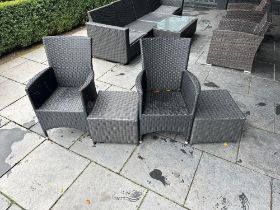 Bistro Rattan Set Outdoor Furniture, 2 x Armchairs And 2 x Side Tables. As Pictured Side Table