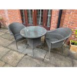 Bramblecrest Rattan Table With A Pair Of Tub Chairs 80 x 75cm ( Location: Garden)