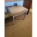 Metal framed upholstered seat pad stool 48 x 36 x 41cm ( Location : 111)