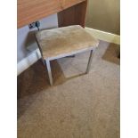 Metal framed upholstered seat pad stool 48 x 36 x 41cm ( Location : 124)