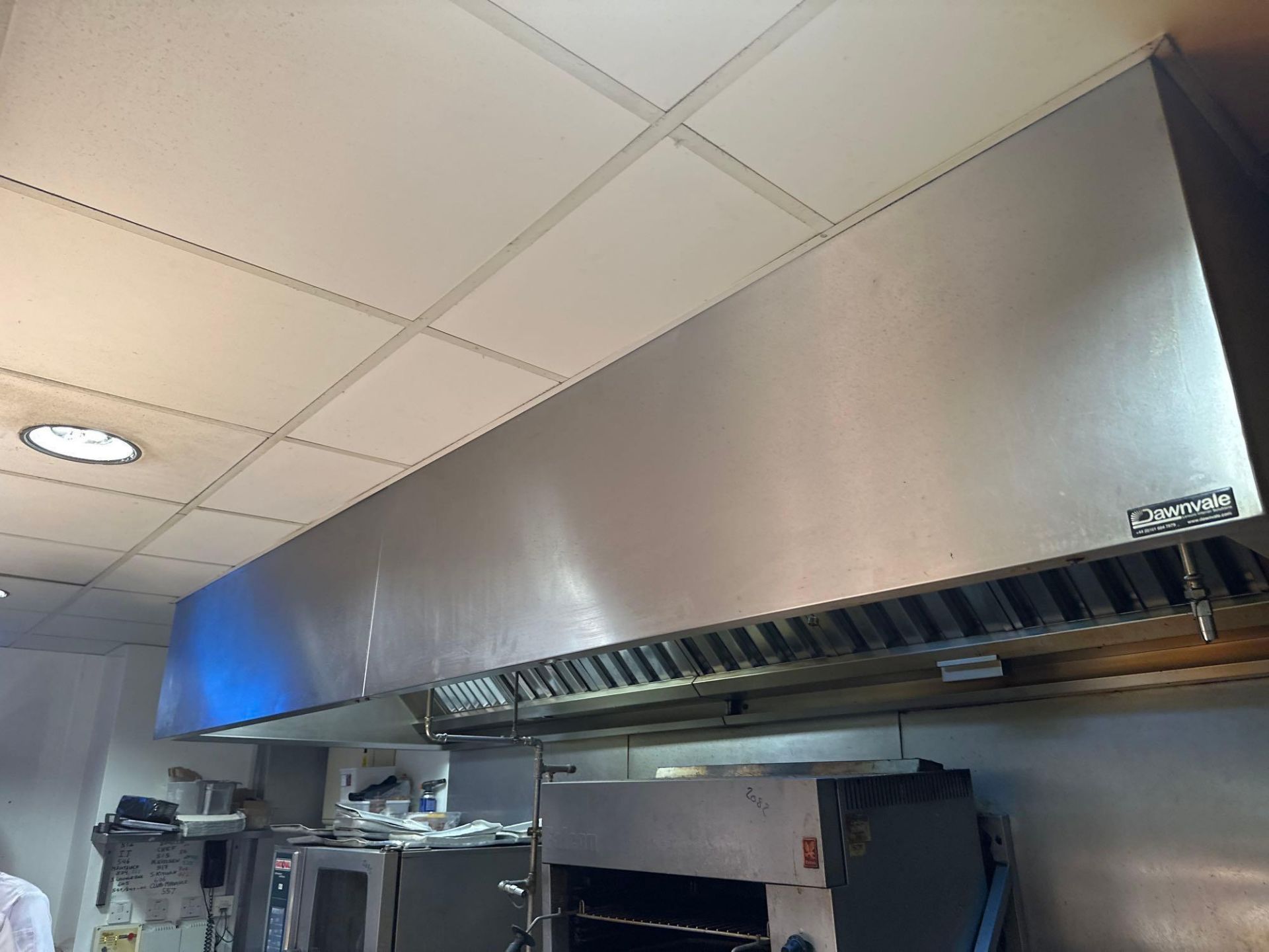 Dawnvale stainless steel baffle extraction canopy 3.5m x 120cm ( Location: Bar Kitchen)
