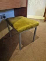 Metal framed upholstered seat pad stool 48 x 36 x 41cm ( Location : 119)
