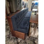 Banquette Seating hardwood framed blue velvet upholstered designed by Room 79 Design 45cm pitch