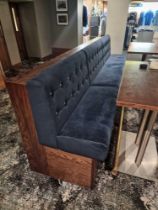Banquette Seating hardwood framed blue velvet upholstered designed by Room 79 Design 45cm pitch