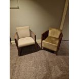 A set of 2 x wooden framed side chairs 60 x 57 x 73cm ( Location: Corridor )