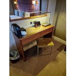 Console table with single drawer finished in oak stained cherrywood waterfall style design 120 x