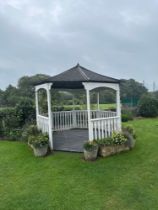 Pressure Treated and painted Octagonal Gazebo with Louvered Cupola roof treated and painted complete