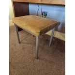 Metal framed upholstered seat pad stool 48 x 36 x 41cm ( Location : 112)