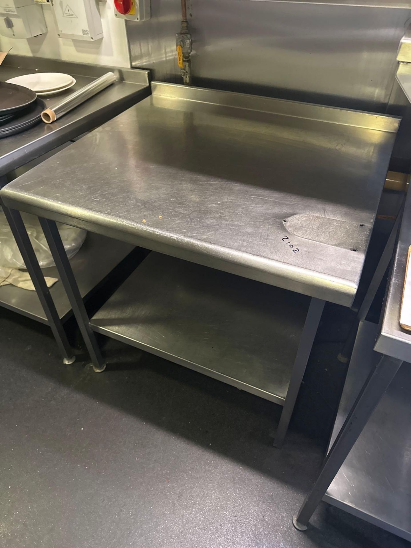 Stainless Steel Preparation Table With Undershelf And upstand 80 x 90 x 90cm ( Location: Upstairs - Image 2 of 2