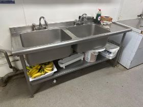 Stainless Steel commercial utensil sink twin basin 180 x 60 x 87cm ( Location: Main Kitchen )