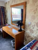 Contents of guest bedroom number 10 at the Brookfield Hotel. Darkwood bedroom desk with 3 drawers