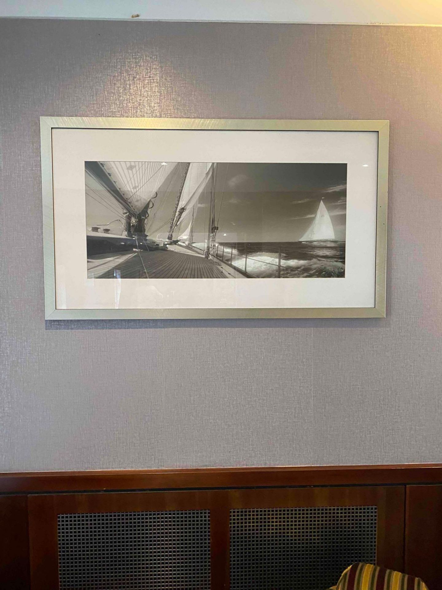 Silver Framed , Print In Frame Of Racing Yacht 685 x 1192 (The Lounge )