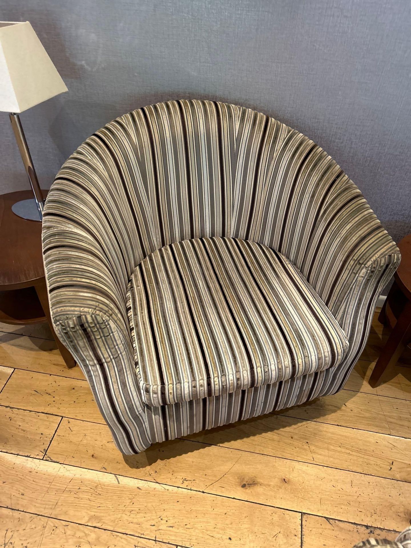 6 Faux Leather And Striped Velour Tub Chairs800 x 860 x 580 (The Bar) - Image 3 of 3