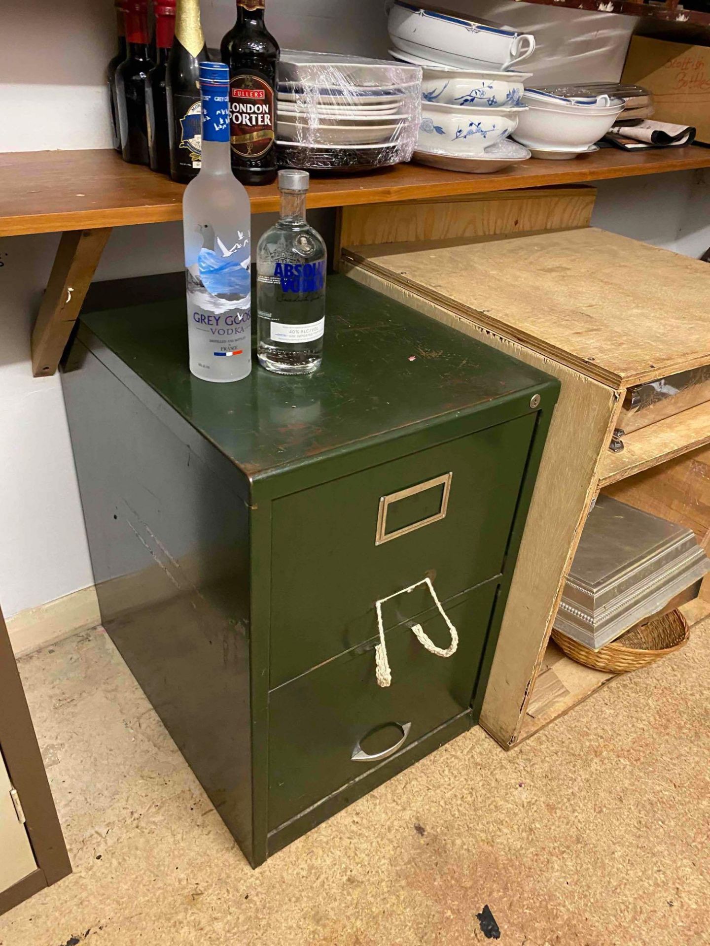 Green vintage two drawer filing cabinet as found. - Image 2 of 2