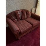 Two Seater Sofa In A Burgundy Patterned Fabric. Handmade By Sofa Smiths Of Romsey