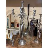 Assorted candelabras and vases. As found