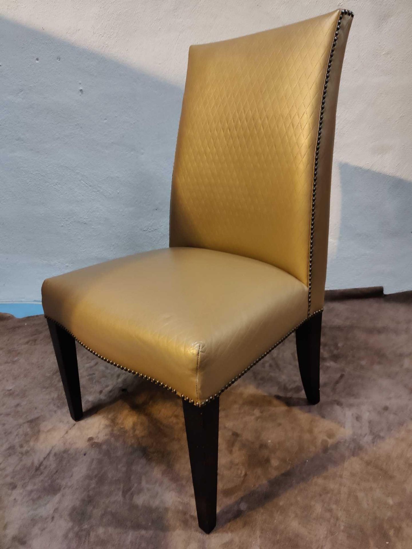 A Leather Upholstered Tall Back Quilted Leather Side Chair 60 x 55 x 101cm