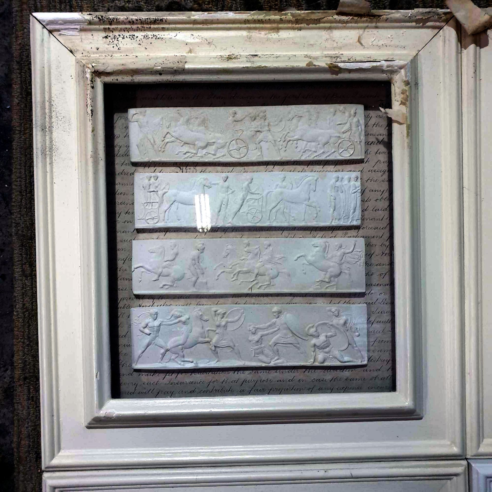 4 x Plaster Relief Panels Depicting Friezes Of The Panthenon In The Style Of Henning Glazed And - Image 2 of 7